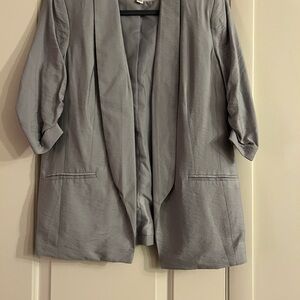 LC Lauren Conrad Gray Blazer with Ruched Sleeves